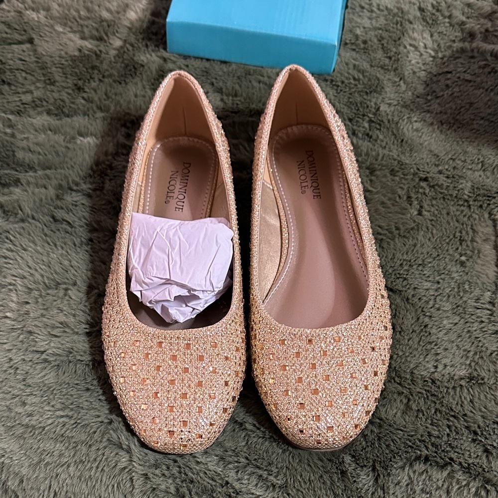 Dominique Sparkling Beige Flats